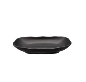 Platter Rect. Deep W/ Wavy Rim Matte Black 12.5oz 8-7/8"