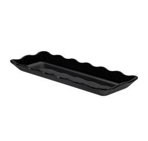 Platter Rect. Scallop Edge Black 13-1/2"x5-1/4"