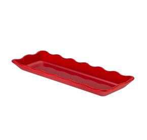 Platter Rect. Scallop Edge Red 13-1/2"x5-1/4"