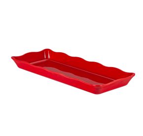 Platter Rect. Scallop Edge Red 14"x5-3/4"