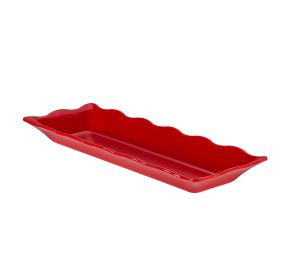Platter Rect. Scallop Edge Red 17-1/2"x6-3/4"