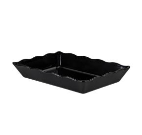 Platter Rect. Scallop Edge Black 13-3/4"x9-1/2"