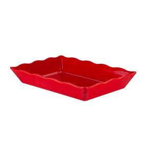 Platter Rect. Scallop Edge Red 13-3/4"x9-1/2"