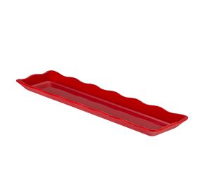 Platter Rect. Scallop Edge Red 19"x5-1/4"