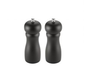 Pepper Mill Set Wooden Black 2-PC 6"H