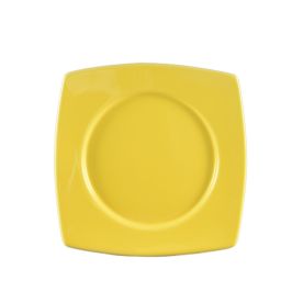 Round In Square Plate Yellow 8 7/8"