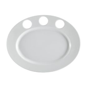 Gourmet Oval Platter W/ 3 Cup Holders 15"