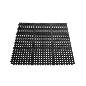 Floor Mat Rubber Interlocking Black 3x3'