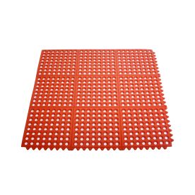 Floor Mat Rubber Interlocking Red 3x3'