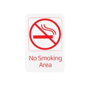 6"x9"H Compliance Sign "No Smoking Area" White