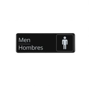 Spanish/English 9"x3"H Compliance Sign "Men"