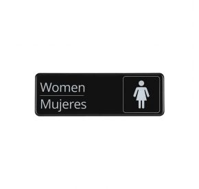 Spanish/English 9"x3"H Compliance Sign "Women"