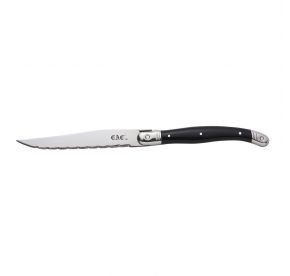 4-1/2" Blade Slim Euro Style Steak Knife Pointed Tip Full Tang Black Plastic Handle