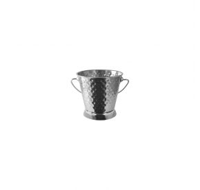 Serving Pail w/ Handle Stainless Steel Mini Hammered 3-1/2"Dia x 3-5/8"H