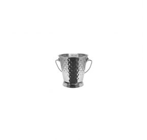 Serving Pail w/ Handle Stainless Steel Mini Hammered 3"Dia x 3-1/8"H