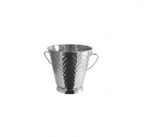 Serving Pail w/ Handle Stainless Steel Mini Hammered  5"Dia x 5"H