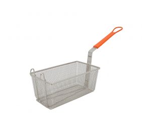 Fry Basket Nickel-Plate 12-1/4x6-1/2x5-5/8" with Front Hook Orange Handle