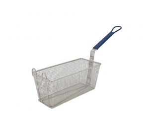 Fry Basket Nickel-Plate 13-1/4x5-3/4x5-1/2" with Front Hook Blue Handle