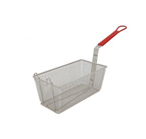 Fry Basket Nickel-Plate 12-7/8x6-5/8x5-3/8" with Front Hook Red Handle