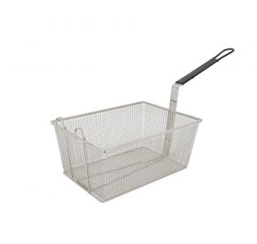 Fry Basket Nickel-Plate 13-3/8x9-1/2x6-1/4" with Front Hook Black Handle