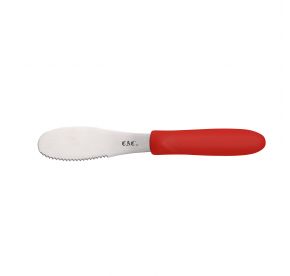 3-7/8" Blade Stainless Steel Serrated Spreader Red Plastic Handle