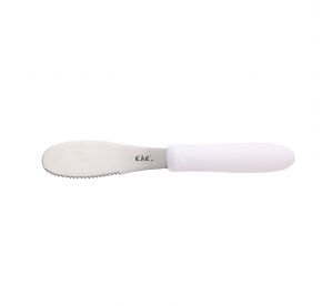 3-7/8" Blade Stainless Steel Serrated Spreader White Plastic Handle