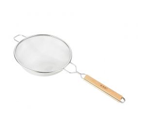 Single Mesh Strainer SS with Wood Handle 10-1/4"Dia