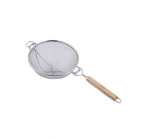 Reinforced Single Strainer Mesh SS with Wood Handle 10-1/4"Dia