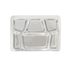 Stainless Steel Tray 6-Compartment W/ Trapezoid Center