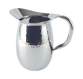 2 qt./64 oz. Hammered Stainless Steel Pitcher W/ Ice Guard