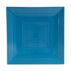 Square Plate Peacock 8"