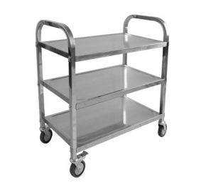 Cart Stainless Steel 3-Tier W/ 4 Caster, 2 W/ Brake