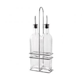 3-Piece 16oz Oil/Vinegar Cruet(2) and Chrome Rack(1) Set
