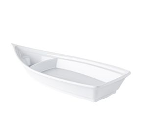 Bowl Boat Shape W/ Triangular Compartment White 12.5oz/1oz 13"