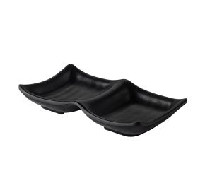 Tray Rect. 2-Compartment Matte Black 1oz x 2 5-1/2"