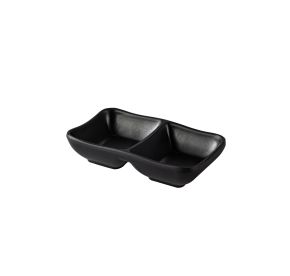 Dish Rect. 2-Compartment Matte Black 1.5oz x 2 5"
