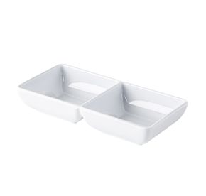 Dish Rect. 2-Compartment White 2.5oz x 2 5-7/8"