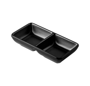 Dish Rect. 2-Comprt. Matte Black 2.5oz x 2 5-1/4"