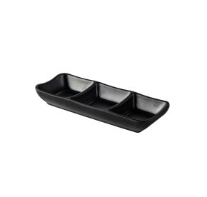 Dish Rect. 3-Compartment Matte Black 1.5oz x 3 7-5/8"