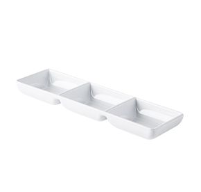 Dish Rect. 3-Compartment White 2.5oz x 3 8-5/8"