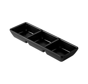 Dish Rect. 3-Comprt. Matte Black 3oz x 3 8-1/2"