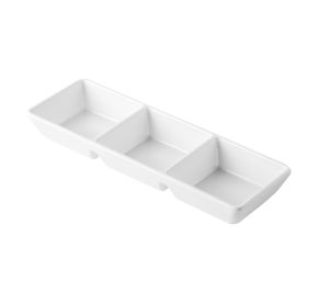 Dish Rect. 3-Comprt. Matte White 3oz x 3 8-1/2"