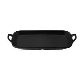 Serving Platter Rect. W/ Dual Hdl Matte Black 10-3/8"x5-1/2"
