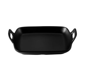 Serving Platter Rect. W/ Dual Hdl Matte Black 8-3/4"x6-3/8"