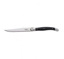 4-1/2" Blade Slim Euro Style Steak Knife Pointed Tip Full Tang Black Plastic Handle