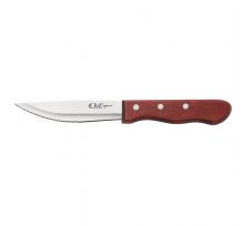Knife Steak Pointed Tip Red Wood Handle 4-3/4"
