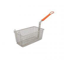 Fry Basket Nickel-Plate 12-1/4x6-1/2x5-5/8" with Front Hook Orange Handle
