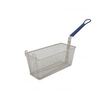 Fry Basket Nickel-Plate 13-1/4x5-3/4x5-1/2" with Front Hook Blue Handle