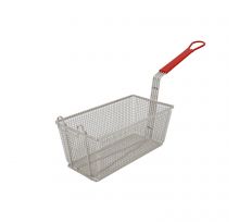 Fry Basket Nickel-Plate 12-7/8x6-5/8x5-3/8" with Front Hook Red Handle