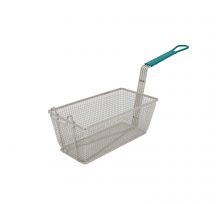 Fry Basket Nickel-Plate 13x6-3/4x5-1/8" with Front Hook Green Handle